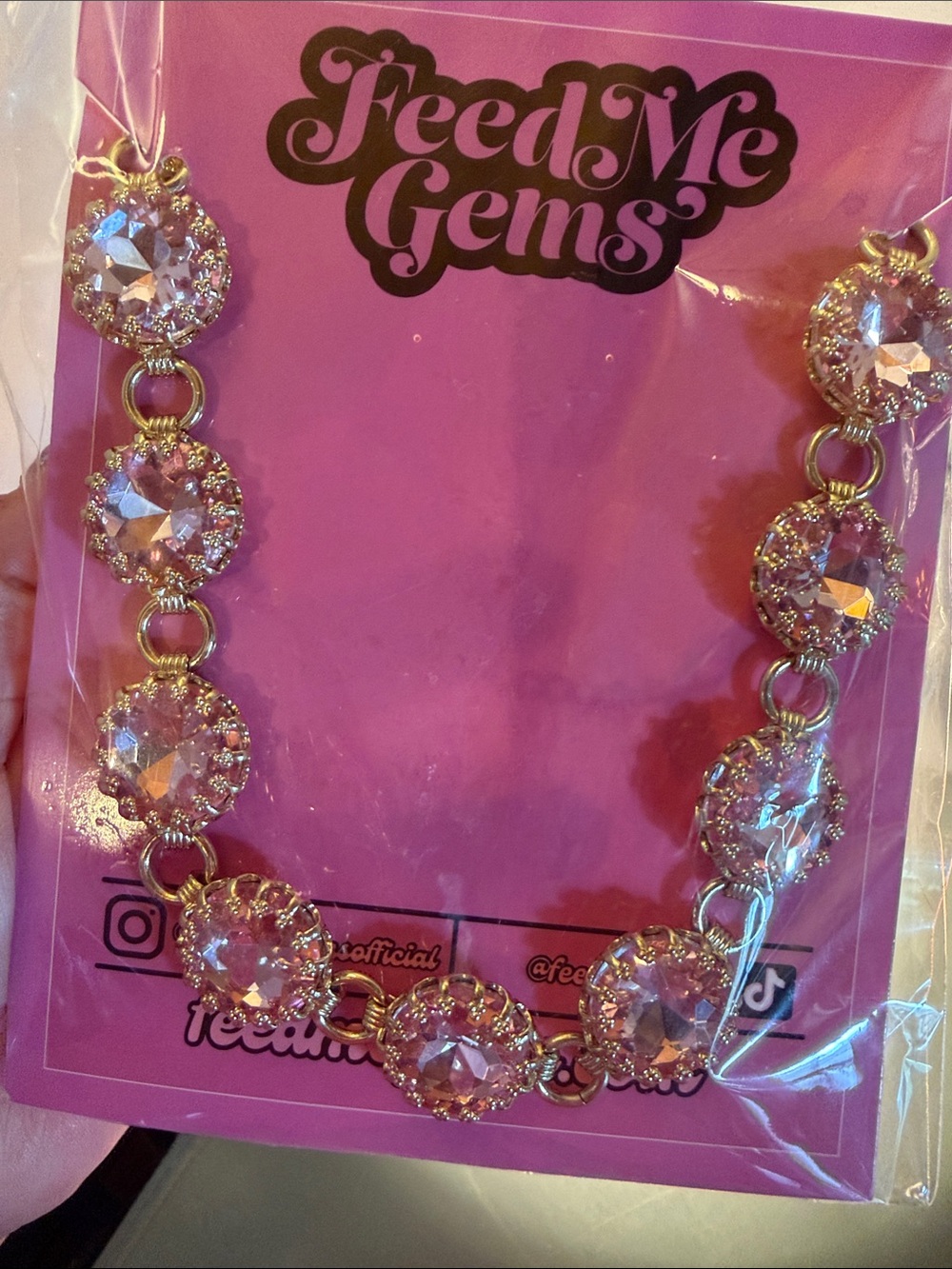 NEW Feed Me Gems Blush Pink “Gemini Necklace” - Picture 3 of 11
